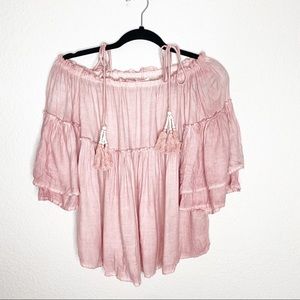 YFB On the Road off the shoulder tassel top